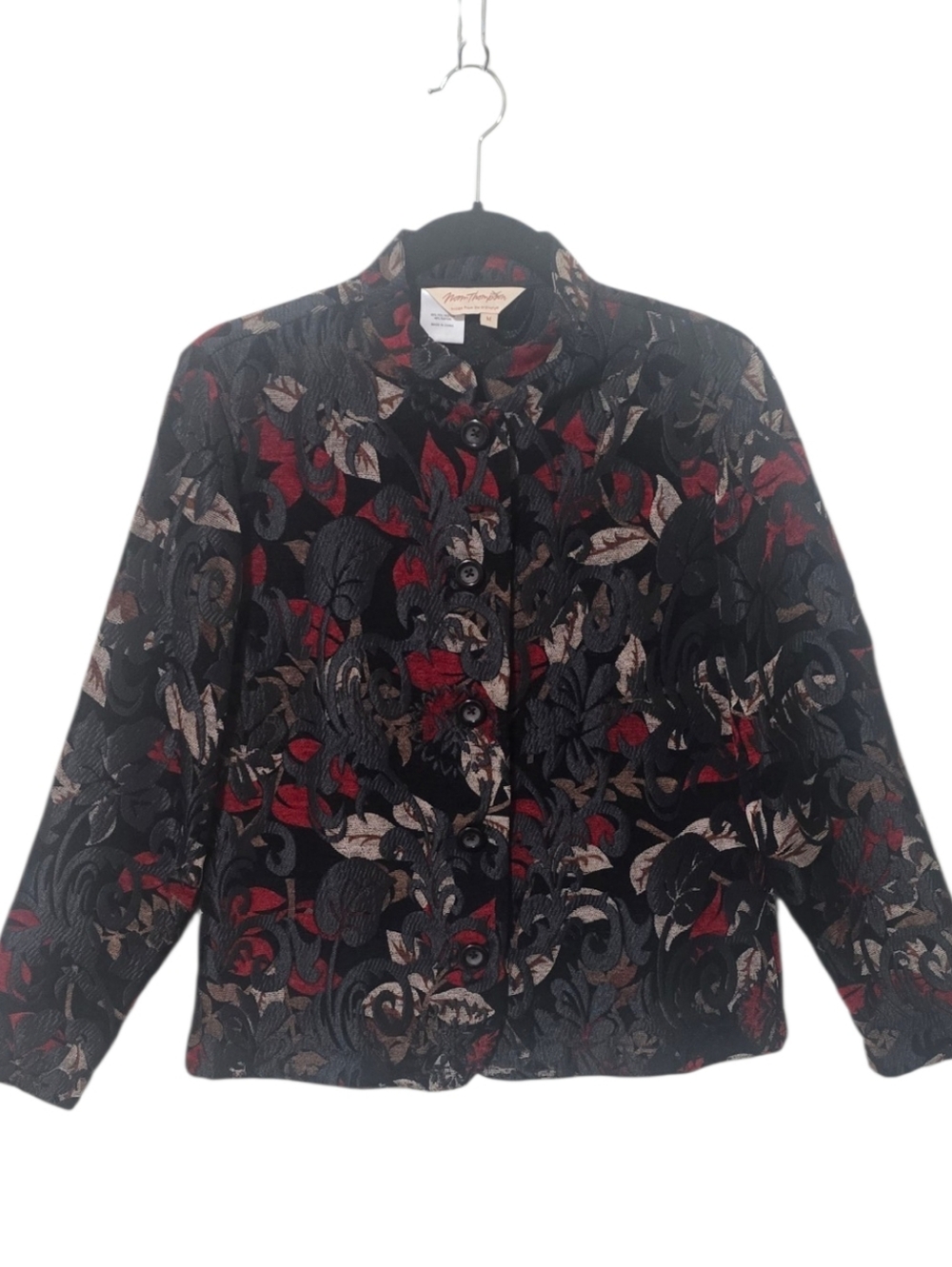 Vintage Norm Thompson Tapestry Blazer Floral Art to Wear Jacket Academia Med